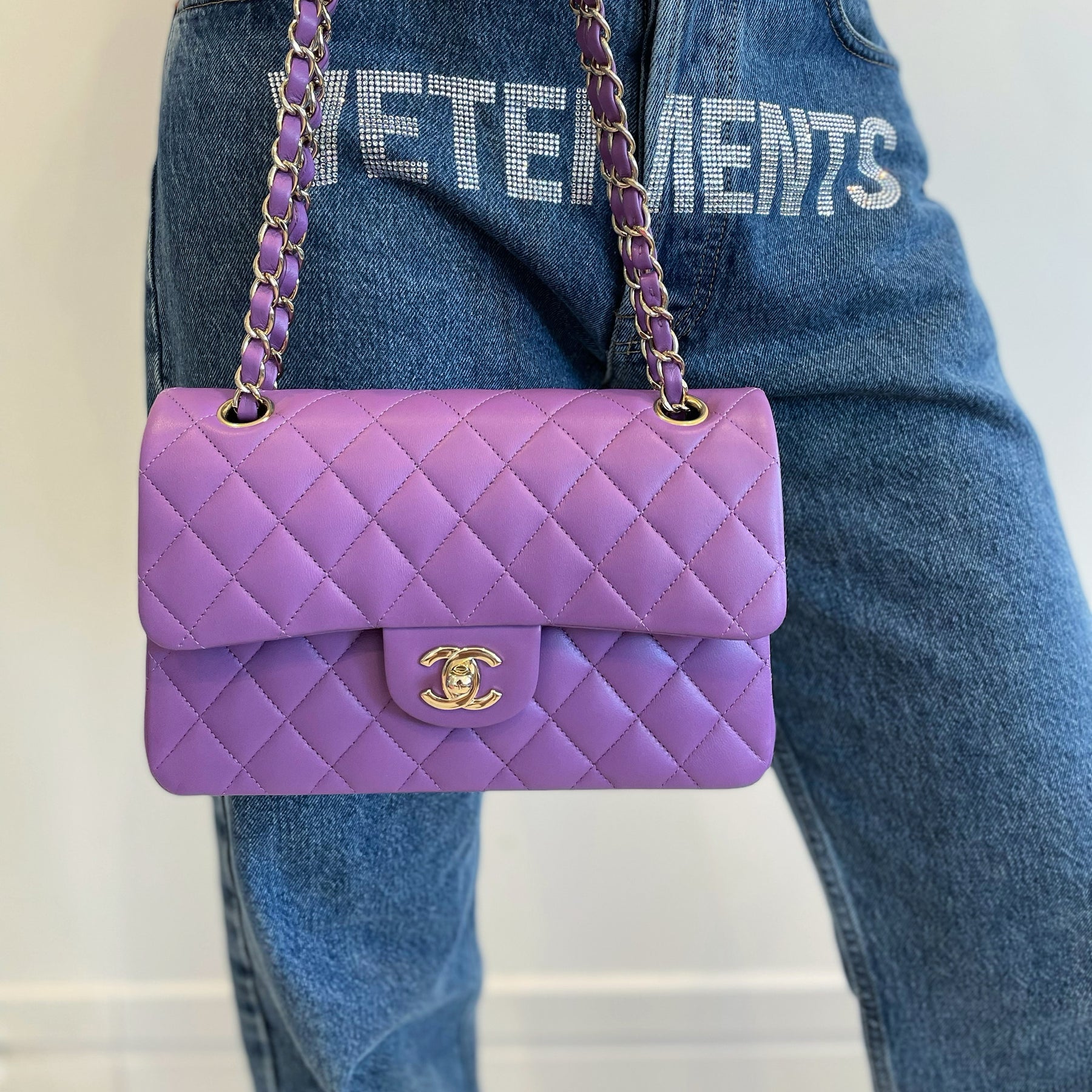 Chanel 22P Purple Lambskin Quilted Small Classic Flap Bag – my-RTW