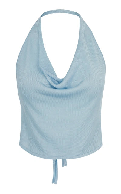 Cinnabar Knit Halter Top In Blue – my-RTW
